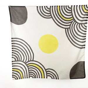 Black and Yellow Plant Dyed Organic Cotton Bandana, Hand Painted Bandana, Geometric Design, Tie Dye image 1