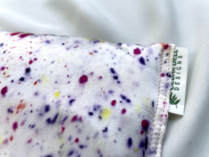 Naturally Dyed Silk Eye Pillow, Organic Lavender and Flax Seed, Multicolor Speckles, Silk Aromatherapy Eye Pillow image 3