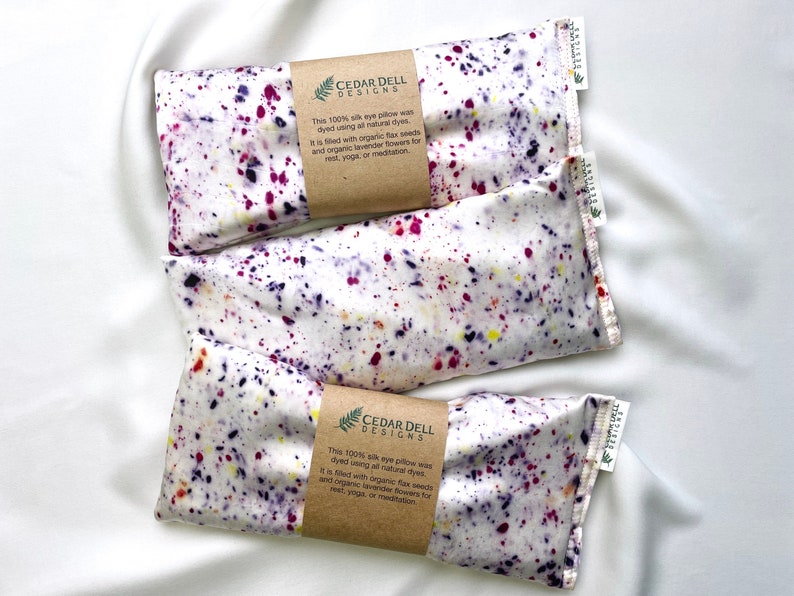Naturally Dyed Silk Eye Pillow, Organic Lavender and Flax Seed, Multicolor Speckles, Silk Aromatherapy Eye Pillow image 4