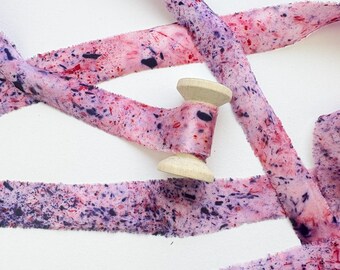 Purple Speckled Silk Ribbon, Natural Dye, Plant Dyed Silk Gift Wrap
