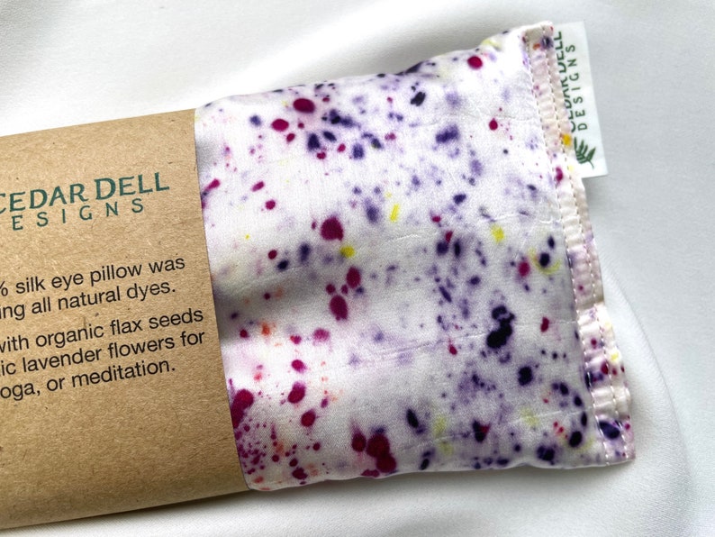Naturally Dyed Silk Eye Pillow, Organic Lavender and Flax Seed, Multicolor Speckles, Silk Aromatherapy Eye Pillow image 2
