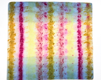 Mulicolor Striped Plant Dyed Organic Cotton Bandana, Blue, Yellow and Pink Stripes