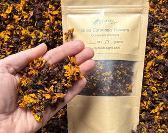 Dried Coreopsis Flowers, Natural Dye Material, USA Grown