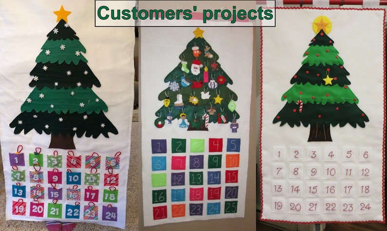 Felt Advent Calendar Pattern, Instant Download pdf, Christmas Advent Wall Hanging, Christmas Sewing Pattern image 10