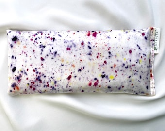 Naturally Dyed Silk Eye Pillow, Organic Lavender and Flax Seed, Multicolor Speckles, Silk Aromatherapy Eye Pillow