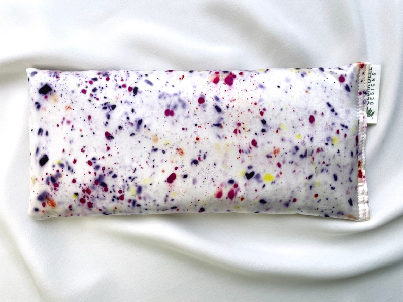 Naturally Dyed Silk Eye Pillow, Organic Lavender and Flax Seed, Multicolor Speckles, Silk Aromatherapy Eye Pillow image 1