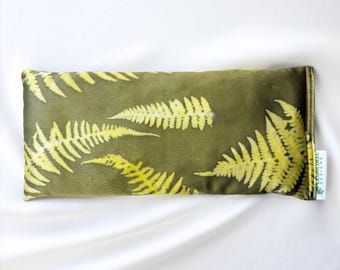Fern Print, Plant Dyed Silk, Organic Lavender and Flax Eye Pillow