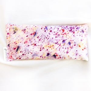 Naturally Dyed Silk Eye Pillow, Multicolor Speckled Pattern, Organic Lavender Flax Seed Filling