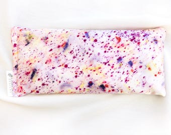 Naturally Dyed Silk Eye Pillow, Multicolor Speckled Pattern, Organic Lavender Flax Seed Filling