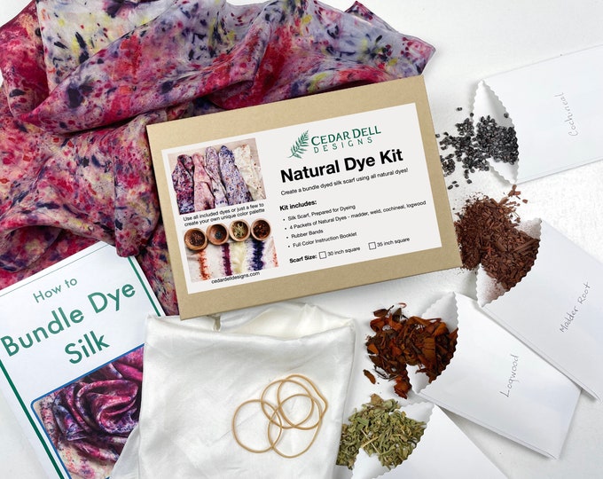 Natural Bundle Dye Kit, Silk Scarf, Plant Dyes