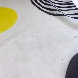 Black and Yellow Plant Dyed Organic Cotton Bandana, Hand Painted Bandana, Geometric Design, Tie Dye image 6