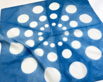 Blue and White Polka Dot Organic Cotton Bandana, Natural Indigo Dyed Bandana, Altar Cloth, Kerchief