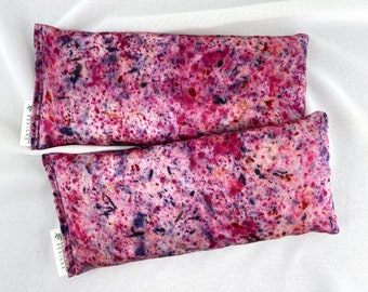 Fuchsia Speckled Naturally Dyed Silk Eye Pillow, Organic Lavender and Flax Seed, Abstract Design, Silk Aromatherapy Eye Pillow