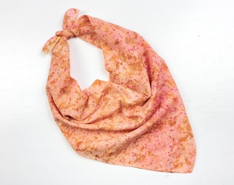 Pink Orange Speckled Organic Cotton Bandana, Natural Dye Kerchief