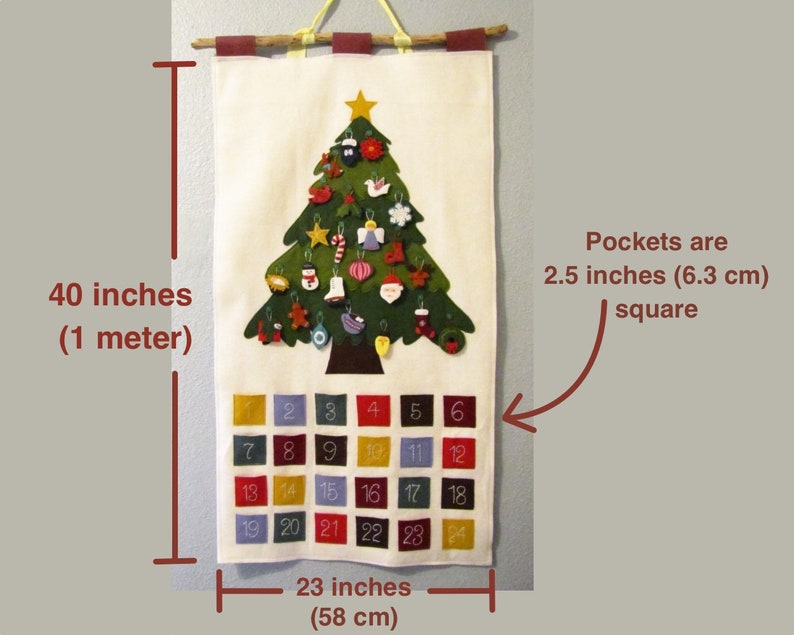 Felt Advent Calendar Pattern, Instant Download pdf, Christmas Advent Wall Hanging, Christmas Sewing Pattern image 9