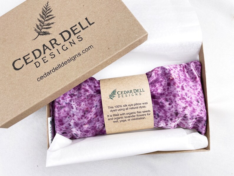 Naturally Dyed Silk Eye Pillow, Organic Lavender and Flax Seed, Multicolor Speckles, Silk Aromatherapy Eye Pillow image 7