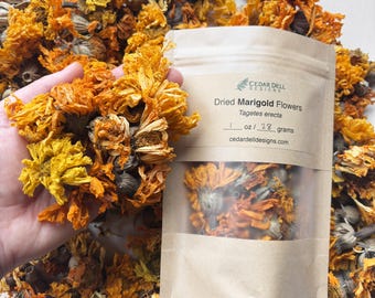 Dried Marigold Flowers, Natural Dye Material, USA Grown