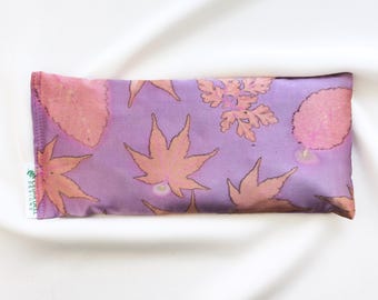 Lavender and Pink Leaf Print Silk Pillow, Plant Dyed and Organic Filling
