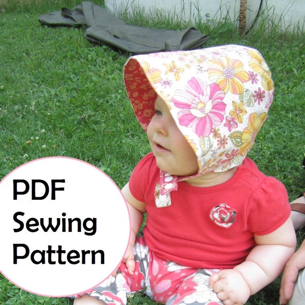 Simple sun bonnet - pdf sewing pattern -REVERSIBLE