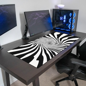 Black and White Swirl Gaming Mouse Pad - Modern Office Decor, Stylish Mouse Pad, Home Office Accessory, Gift for Creative Designers