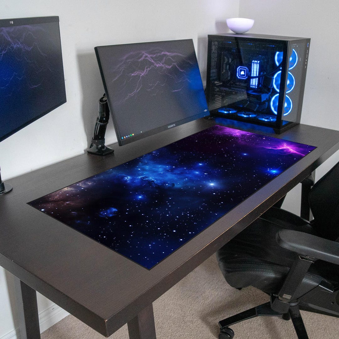 Galaxy Mouse Pad - Deep Space Nebula Desk Mat, Cosmic Stars, Blue ...