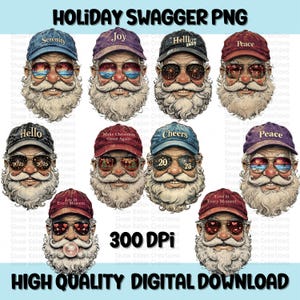 Swagger Santa PNG | Weihnachten Clipart | Valentinstag SVG | Psychische Gesundheit JPG | Sublimationsdesign | Hallo 2025 | Neujahr | Digitaler Download