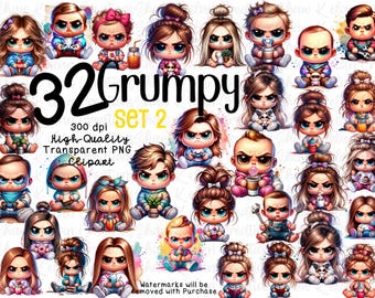 Clipart de bebés gruñones: Bebé gruñón y descarado PNG (descarga digital)
