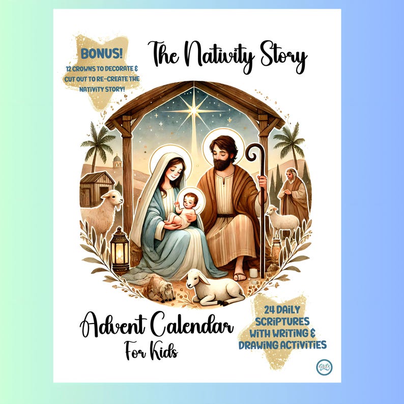 Printable Nativity Advent Calendar for Kids 24 Printable Activities ...