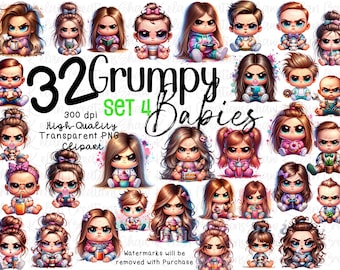 Clipart de bebés gruñones: Bebé gruñón y descarado PNG (descarga digital)