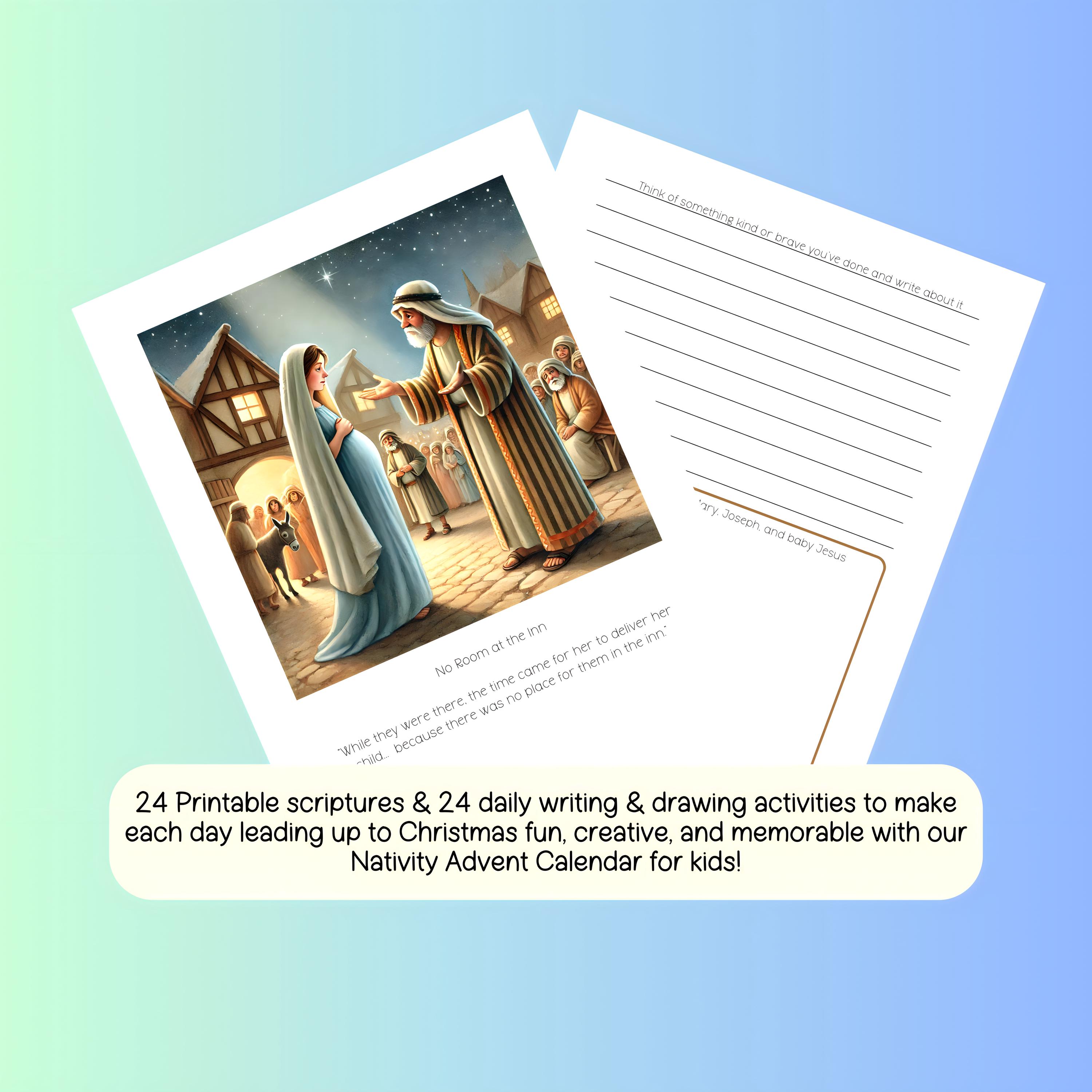 Printable Nativity Advent Calendar for Kids 24 Printable Activities ...