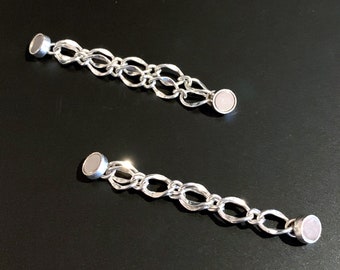 A Pair of 2" Magnetic Chain Extender Links, Multi Use Silver Chain Links for Magnetic Necklace Sets, Chain Necklace Extension Set      (L10)