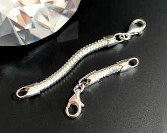 3mm Silver Snake Chain Extender, Choose Clasp & Length, Extension Chain for Necklace, Silver Plated Necklace Extender, Toggle Extender (X35)