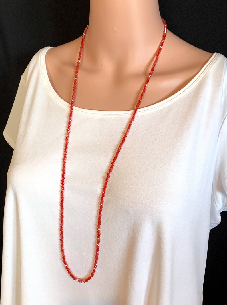 MAGNETIC Long Necklace Use with Multiway Necklace Set Layering Necklace or Wrap Bracelet Silver Magnets Red AB Austrian Crystals N417