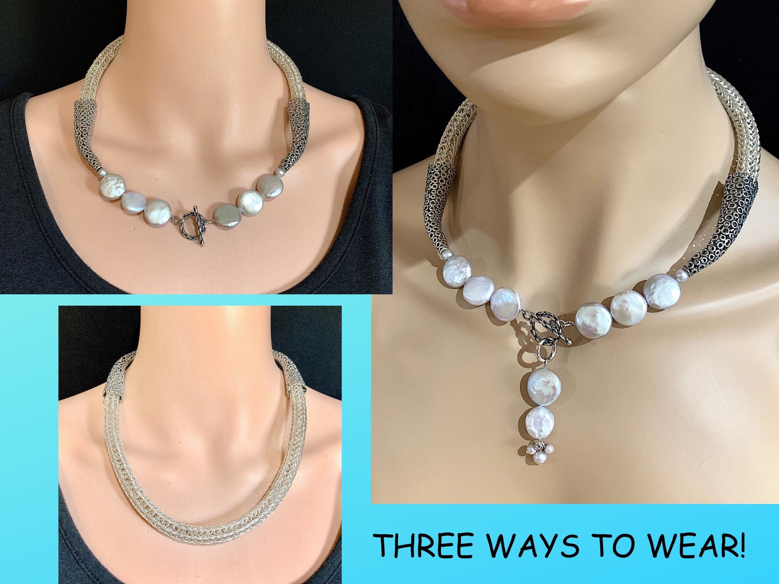 3 Way Sterling Silver Viking Knit and Grey Honora Coin Pearl Necklace, 3 in 1 Pearl Necklace, Viking Knit Necklace, Chain Necklace N477 - Etsy 3 Way Sterling Silver Viking Knit and Grey Honora Coin Pearl Necklace, 3 in 1 Pearl Necklace, Viking Knit Necklace, Chain Necklace N477 - Etsy