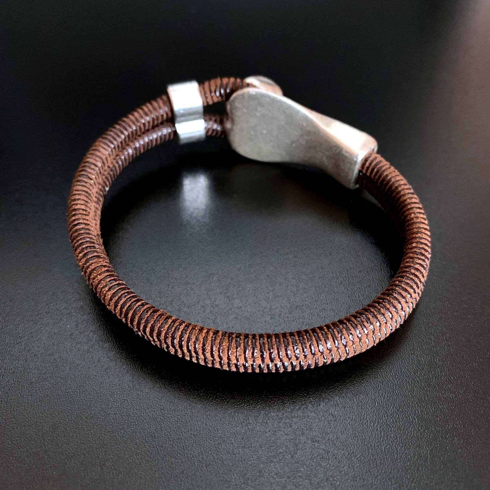 Leather Snake Bracelet With Impressive Pewter Cobra Clasp Etsy