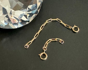 18kt Gold Filled 2x5mm Paperclip Chain Extender: 1in or 2in Lengths