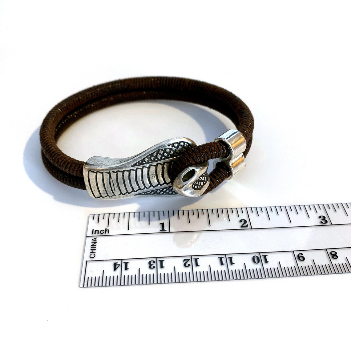 Leather Snake Bracelet With Impressive Pewter Cobra Clasp Etsy