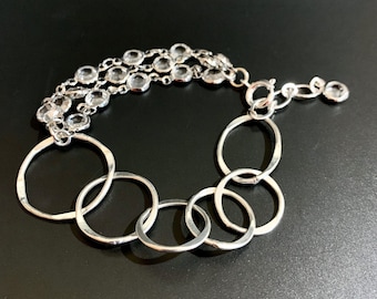Unusual Swarovski Crystal and Chain Bracelet, Adjustable Crystal Bracelet, Swarovski Bracelet, Adjustable Bracelet, Silver Bracelet   (B241)