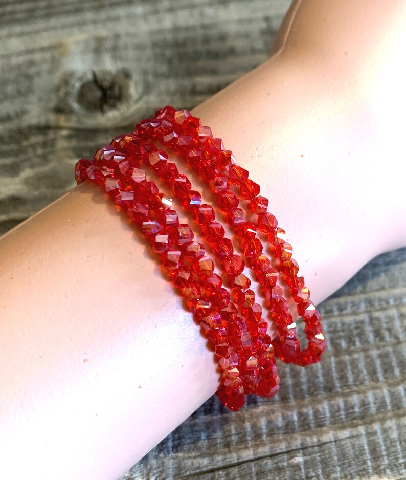 MAGNETIC Long Necklace Use with Multiway Necklace Set Layering Necklace or Wrap Bracelet Silver Magnets Red AB Austrian Crystals N417