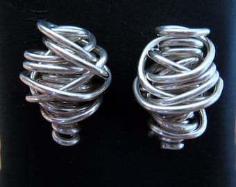 Chaos! Sterling Silver Wire Wrapped Earrings Sterling Post Earrings, Wire Wrapped Post Earrings, Stud Earrings, Pierced Earrings (E106)