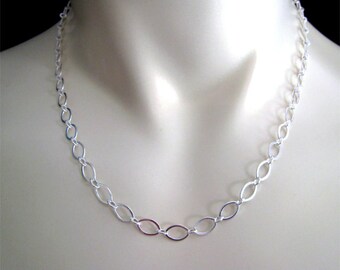 Silver Chain Necklace, Unisex Chain Necklace Ladies Chain Necklace, Oval Link Chain Necklace, Silver Plated Necklace, Mans Necklace (N207)