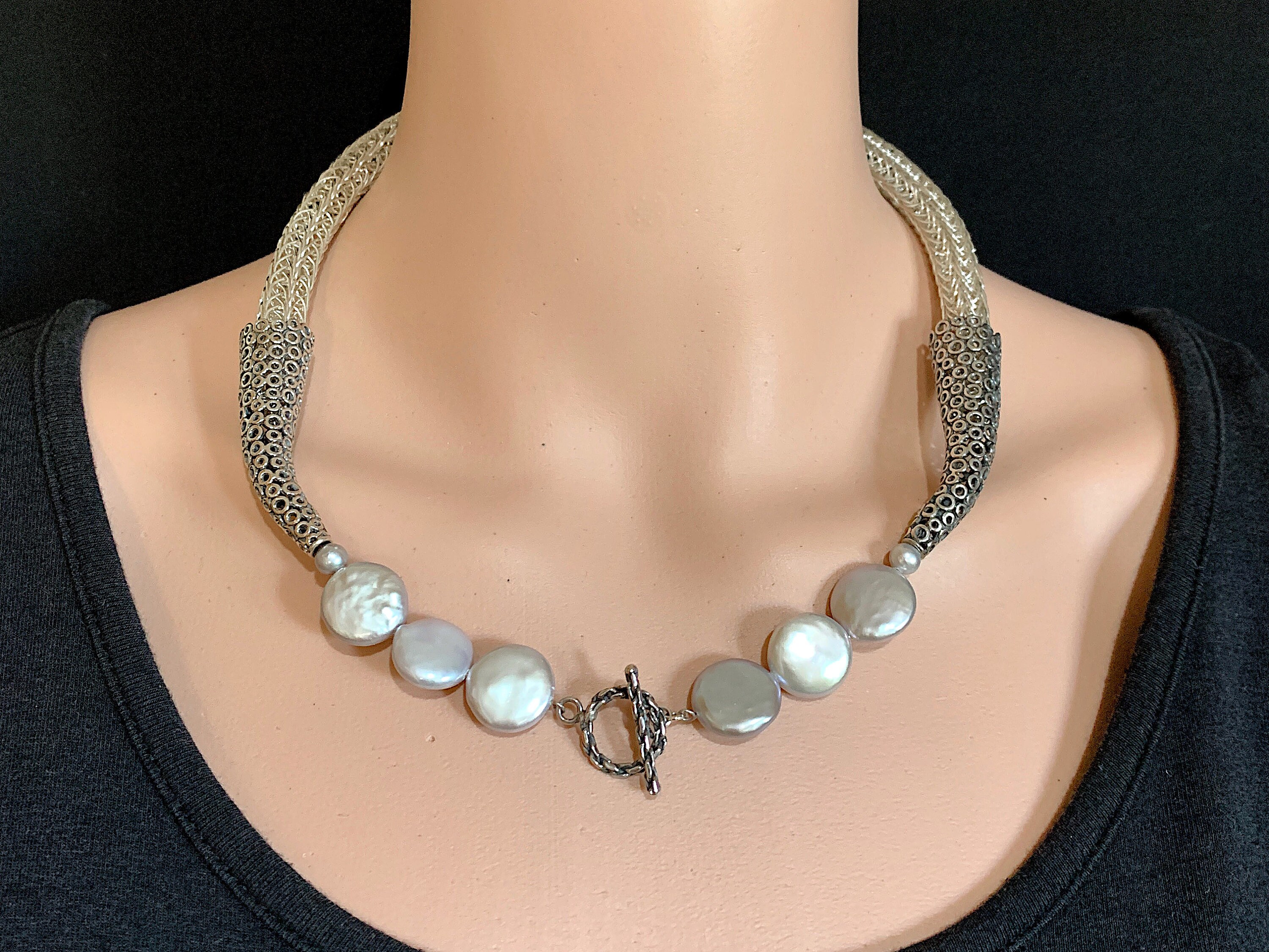 3 Way Sterling Silver Viking Knit and Grey Honora Coin Pearl Necklace, 3 in 1 Pearl Necklace, Viking Knit Necklace, Chain Necklace N477 - Etsy 3 Way Sterling Silver Viking Knit and Grey Honora Coin Pearl Necklace, 3 in 1 Pearl Necklace, Viking Knit Necklace, Chain Necklace N477 - Etsy