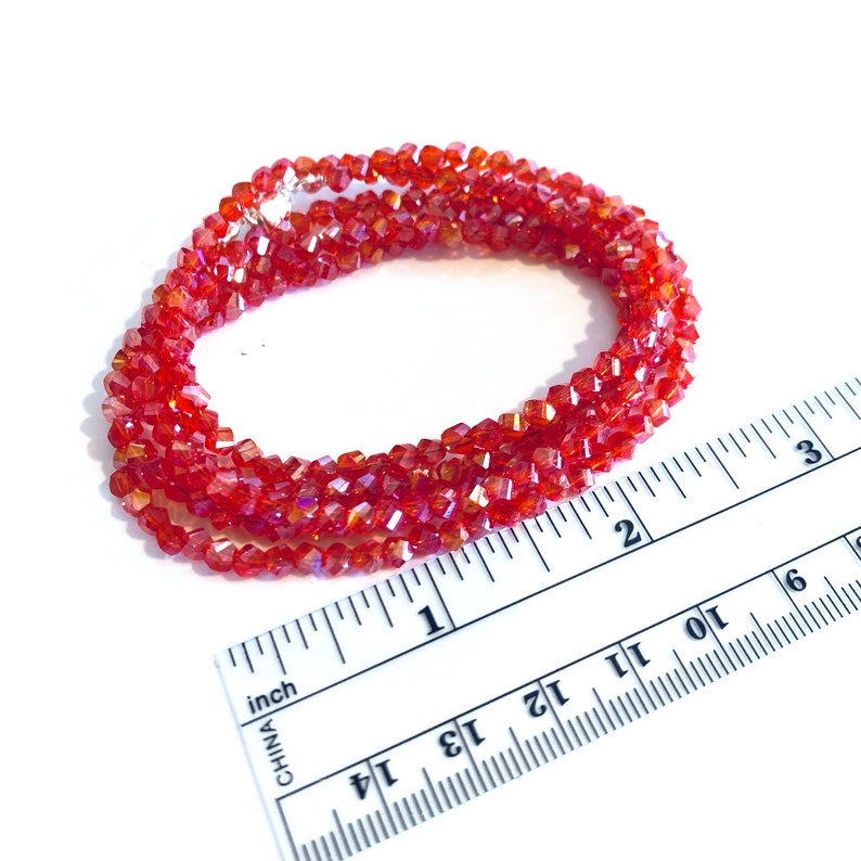 MAGNETIC Long Necklace Use with Multiway Necklace Set Layering Necklace or Wrap Bracelet Silver Magnets Red AB Austrian Crystals N417