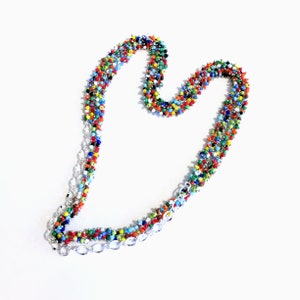 Long Beaded Chain Necklace, Wear Multiple Ways, Multi Beaded Chain, Long Necklace, Chain Necklace, Silver Beaded Necklace, Versatile, (N338)