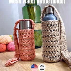 Crochet Water Bottle Holder Pattern, Handmade Gift Idea,  Easy Diy Drink Carrier, Digital PDF Pattern, Easy crochet project, Bottle Carrier