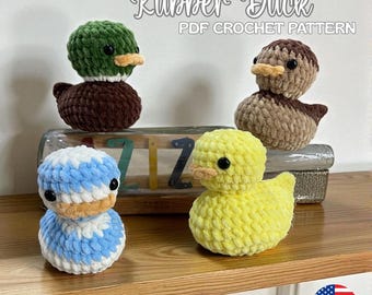 Patrón de crochet de patito de goma: Amigurumi sin costura (PDF, 4 en 1)