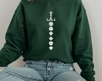 DnD Sword Sweatshirt, Retro DnD Dice Funny Hoodie, Dungeons And Dragons Sweater, Geeky Top, Rpg Gamer Hoodie,Board Games Outfit,Dnd Dice Set