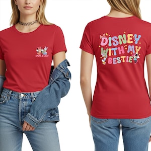 Custom Besties Tee, Two-sided Minnie Daisy Disney With My Bestie Shirt, WDW Disneyland Castle Best Friends Gift, Disney Girls Trip Shirt