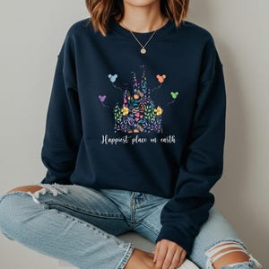 Happiest Place on Earth Sweatshirt, Magic Kingdom Hoodie, Disney Castle Floral Sweater, Magical World Top, Magical Kingdom, Disney World Top