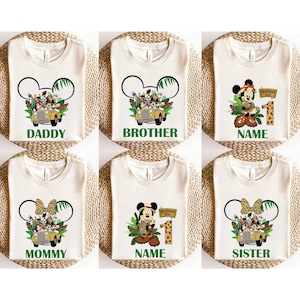 Custom Name Age Safari Birthday Boy Girl Shirts, Safari Family Vacation T-Shirt, Animal Kingdom Shirt,Mickey and Friends Disney Birthday Tee